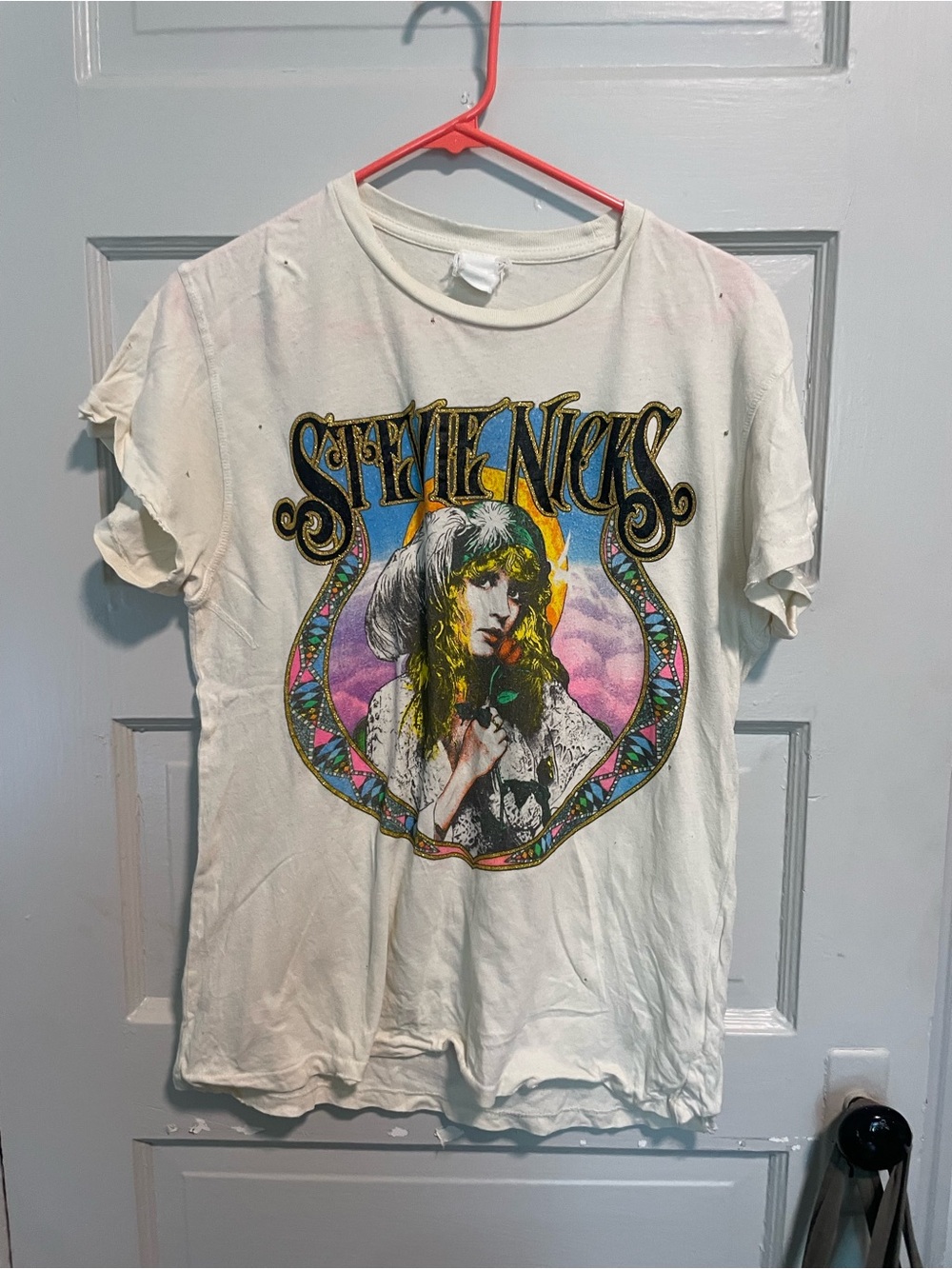 MadeWorn Stevie Nicks White Graphic Tee with Multicolor Print